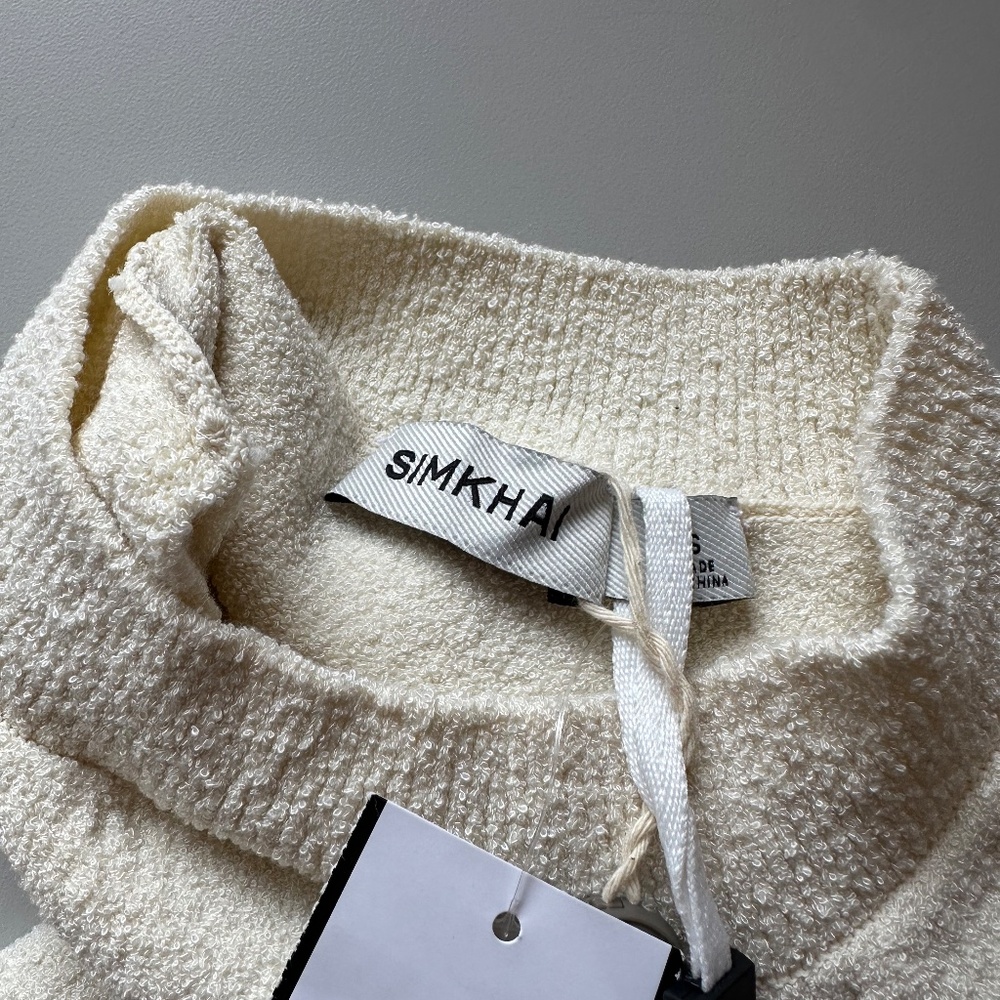 NWT Simkhai Tatyana Cropped Bouclé-knit Top in Cream | Size Small - Picture 7 of 8